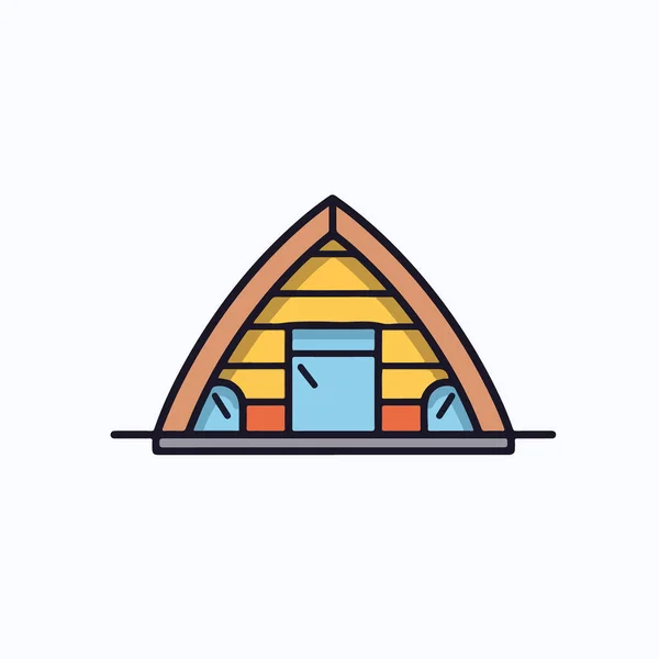 Camping Σπίτι Διάνυσμα Εικονογράφηση Επίπεδο Στυλ Απομονωμένο — Διανυσματικό Αρχείο