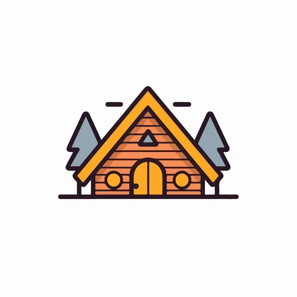 家のベクトル図をキャンプフラットスタイル孤立 — ストックベクタ