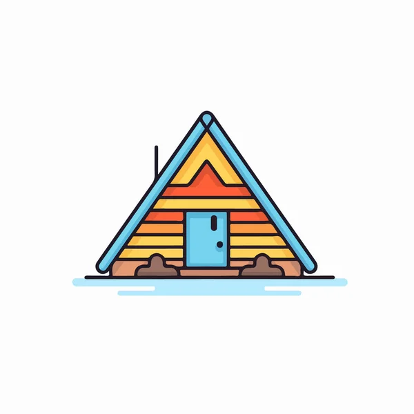 Camping Σπίτι Διάνυσμα Εικονογράφηση Επίπεδο Στυλ Απομονωμένο — Διανυσματικό Αρχείο