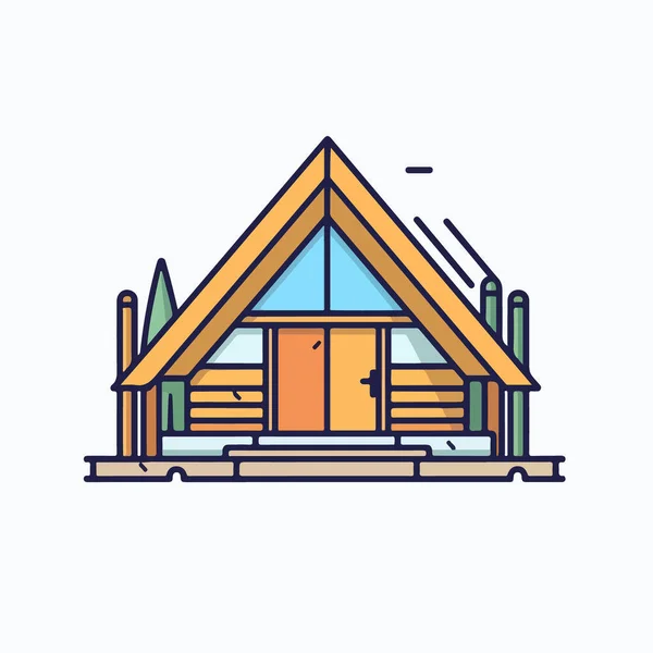 Camping House Vector Illustration Flat Style Isolated — Stock Vector