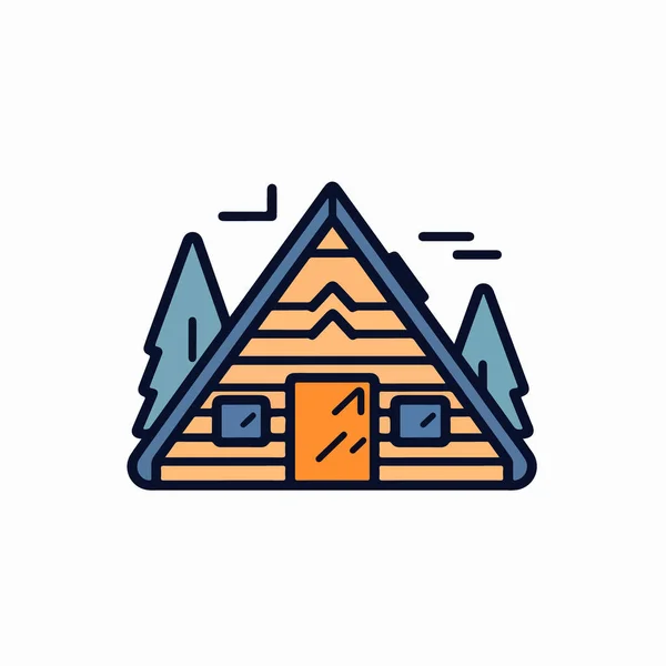 Camping House Line Fill Icon — Stock Vector