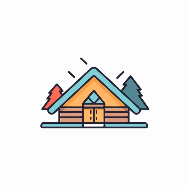 Camping Casa Vetor Ilustração Estilo Plano Isolado —  Vetores de Stock