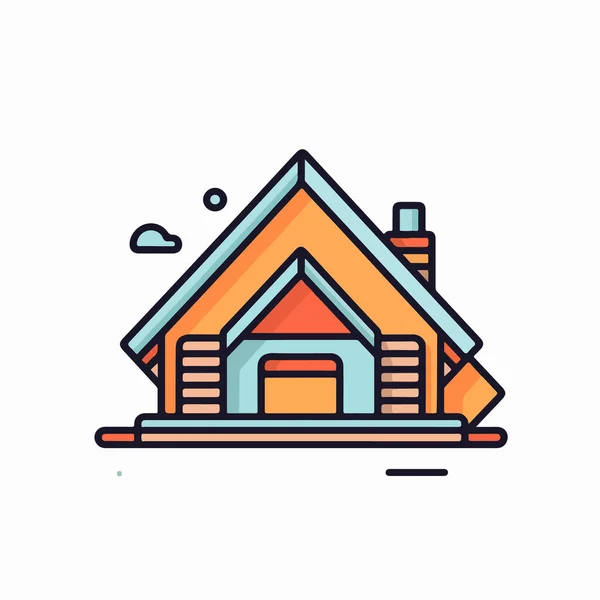 Ikona Domu Płaskim Kolorze Projektowania Dom Mieszkanie Budynek Ilustracja — Wektor stockowy