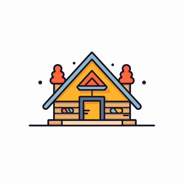 家のベクトル図をキャンプフラットスタイル孤立 — ストックベクタ