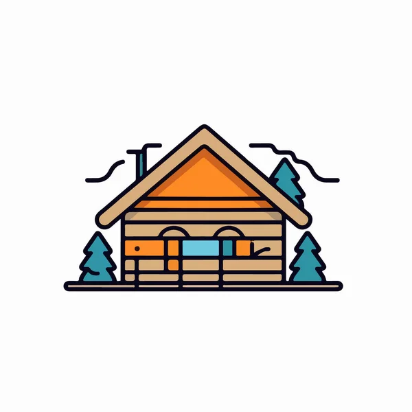 家と山のアイコン ベクターイラスト — ストックベクタ