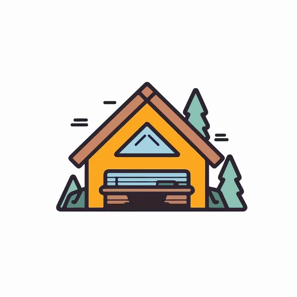 Campinghaus Vektor Illustration Flachen Stil Isoliert — Stockvektor