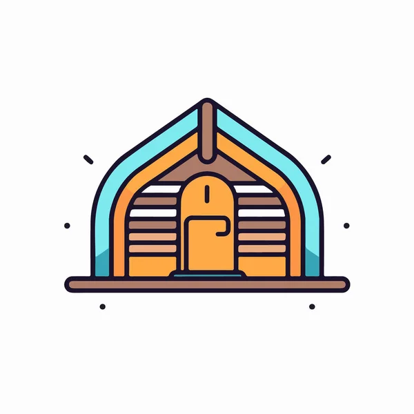 Векторная Икона Деревянной Палатки — стоковый вектор