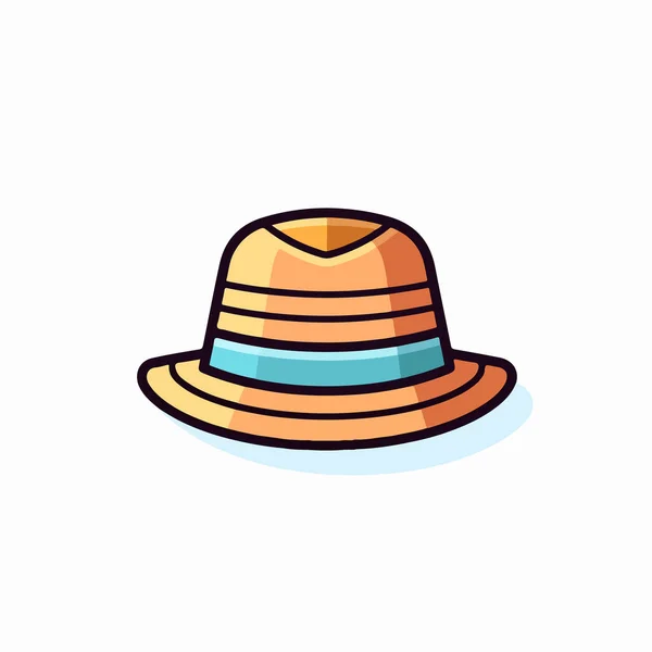 Düz Dizaynlı Yaz Şapkası Ikonu Yaz Şapka Vektör Illüstrasyonu — Stok Vektör