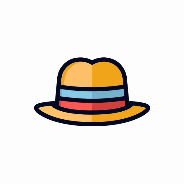 Εικονίδιο Καπέλου Επίπεδη Διάνυσμα Χρώματος Καλοκαιρινές Διακοπές Και Καλοκαιρινά Αξεσουάρ — Διανυσματικό Αρχείο
