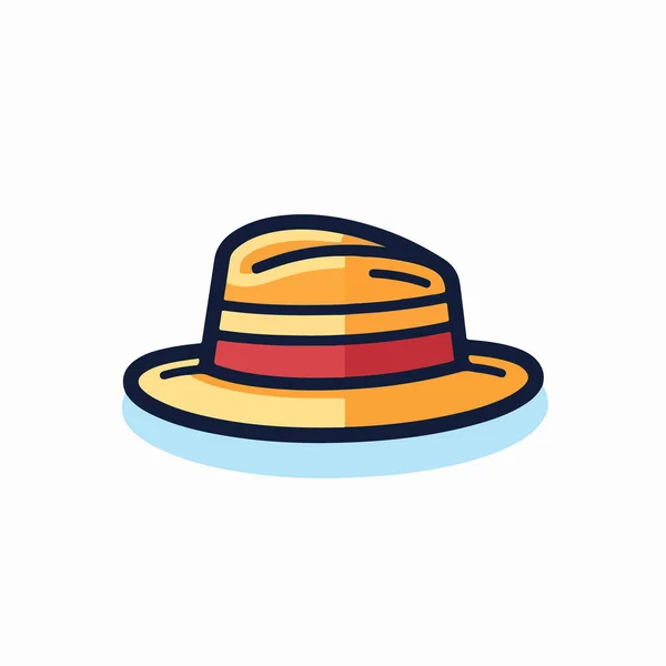Καπέλο Ψάθινη Γραμμή Καπέλου Και Εικονίδιο Στυλ Πλήρωσης — Διανυσματικό Αρχείο