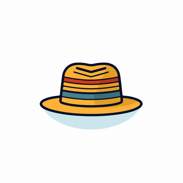 Παραλία Καπέλο Εικονίδιο Λεπτή Γραμμή Χρώμα Στυλ — Διανυσματικό Αρχείο