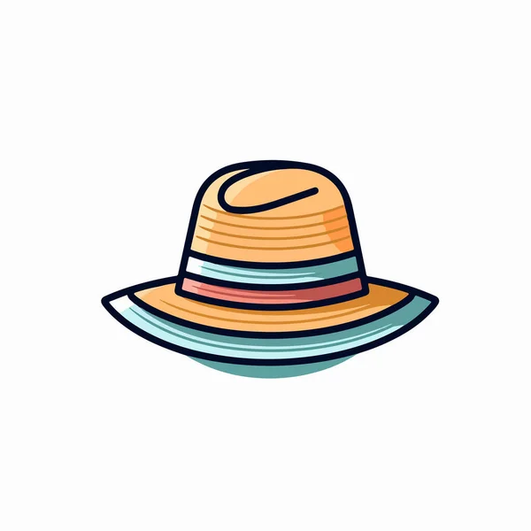 Καλοκαιρινό Καπέλο Εικονίδιο Περίγραμμα Στυλ Απομονωμένο Λευκό Φόντο Καλοκαίρι Σύμβολο — Διανυσματικό Αρχείο