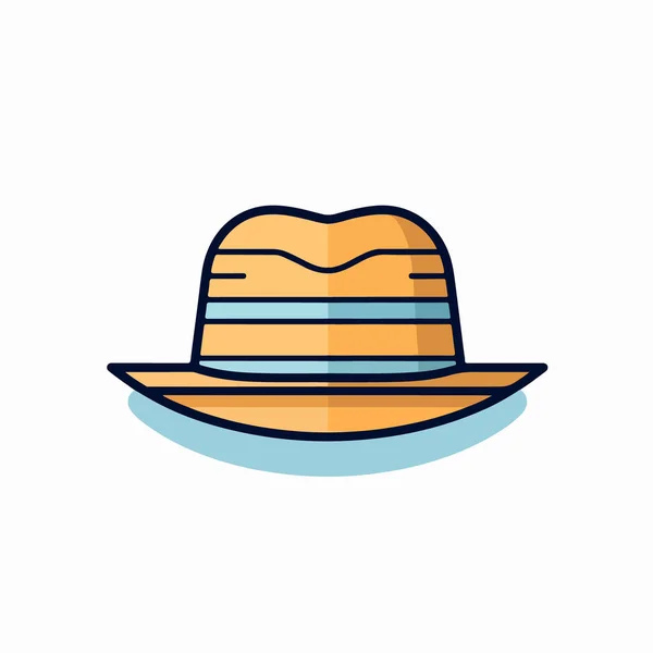 Linea Cappello Spiaggia Riempire Stile — Vettoriale Stock