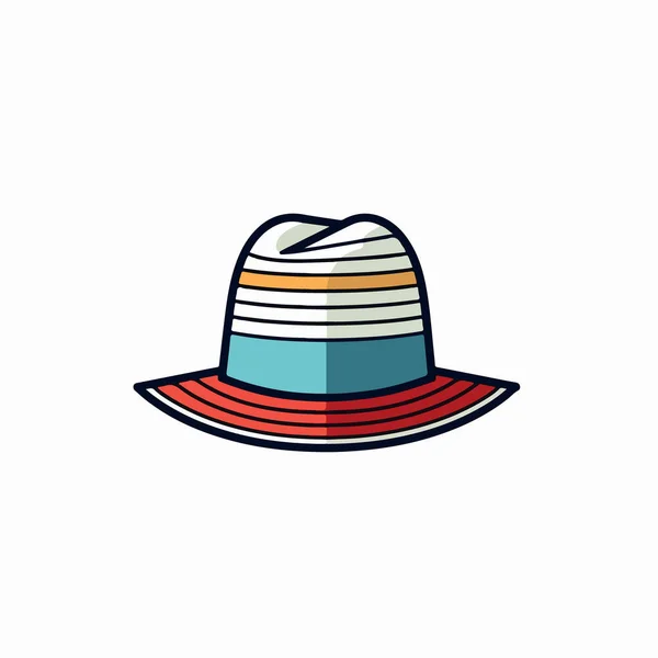 Beach Hat Icon Flat Style Summer Beach Vector Icon White — Stock Vector