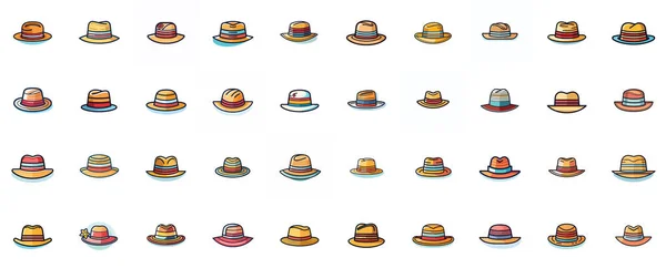 stock vector set of vector icons of different types of hats