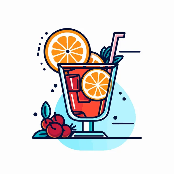 Cocktails Een Glas Vlakke Stijl Vectorillustratie — Stockvector
