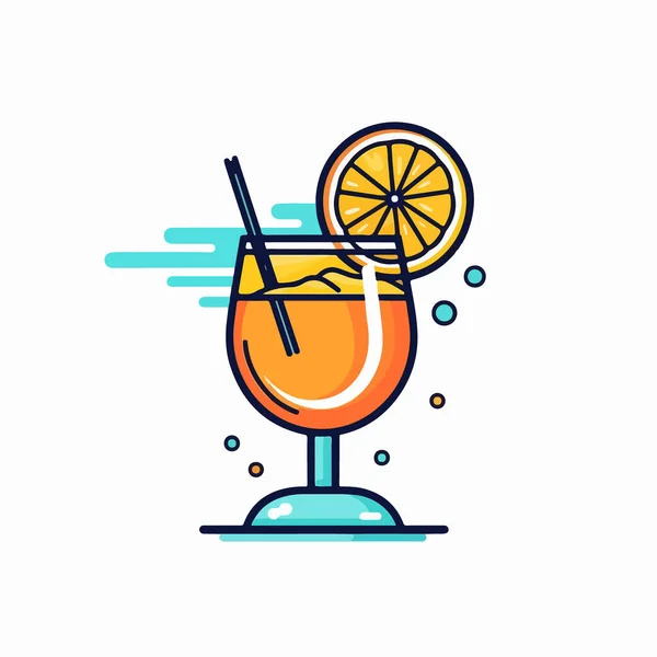 Cocktailglas Mit Zitronenscheibe — Stockvektor