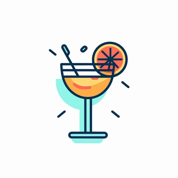 Cocktails Icône Plate Illustration Vectorielle — Image vectorielle