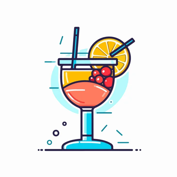 Icono Cóctel Estilo Cómico Alcohol Bebida Vector Dibujos Animados Pictograma — Vector de stock