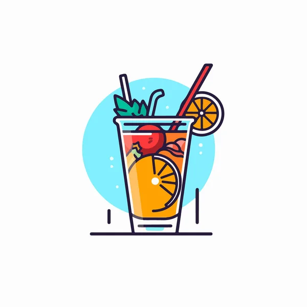 Cocktail Con Limone Menta — Vettoriale Stock