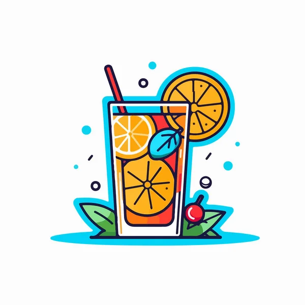 Handgezeichnete Vektorillustration Des Cocktails Mit Zitrone — Stockvektor