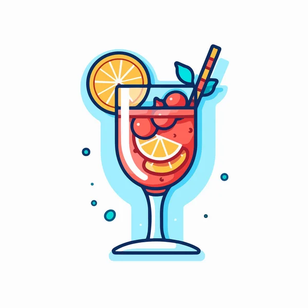 Flat Color Line Icon Cocktail — Stock Vector
