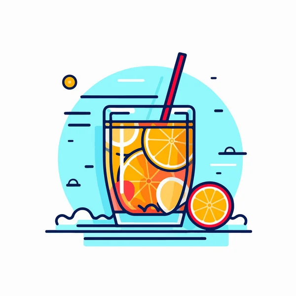 Vector Illustration Cocktail Icon Flat Style — Stock Vector