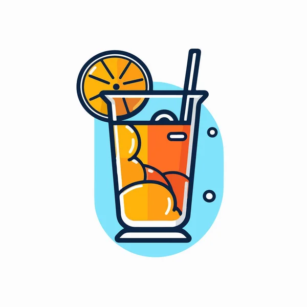Cocktail Mit Orangen Und Orangenscheibe Flaches Symbol Vektorillustration — Stockvektor