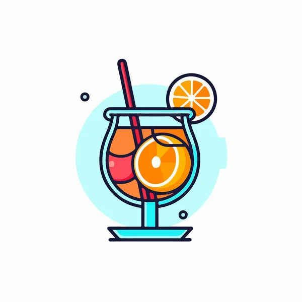 Vector Cocktail Λεμόνι Και Ένα Ποτήρι Χυμό Πορτοκάλι — Διανυσματικό Αρχείο