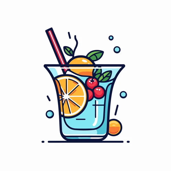 Cocktailglas Mit Zitrone Und Orange — Stockvektor