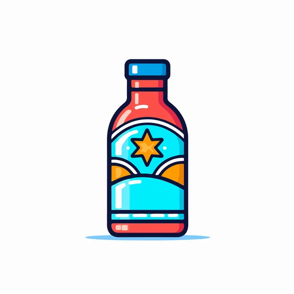 Bottle Water Star Line Icon — Stock Vector