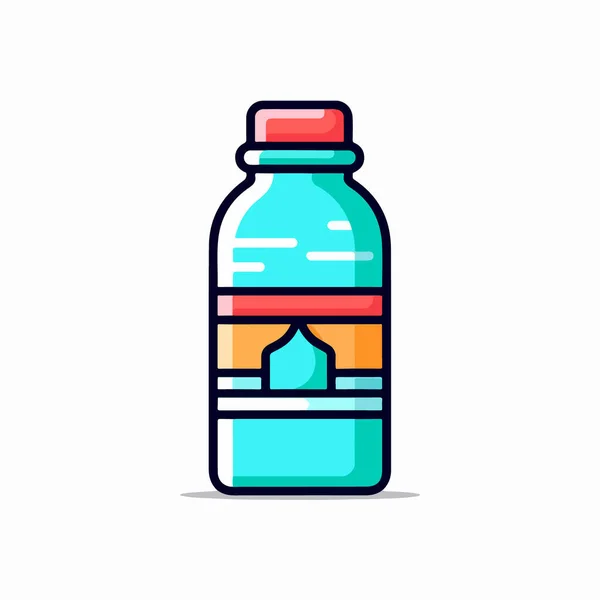 Μπουκάλι Νερό Μπουκάλι Νερό Ποτό Επίπεδη Γραμμή Χρώματος Διάνυσμα Εικονίδιο — Διανυσματικό Αρχείο