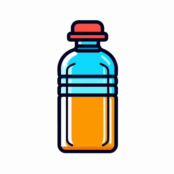 Línea Color Botella Poción Icono Aislado Sobre Fondo Blanco Frasco — Vector de stock
