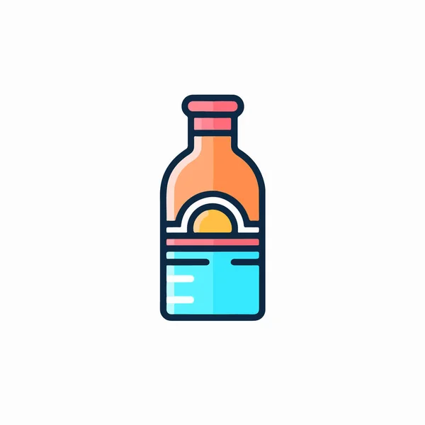 Flasche Mit Wasser Flach Symbol Vektorillustration — Stockvektor