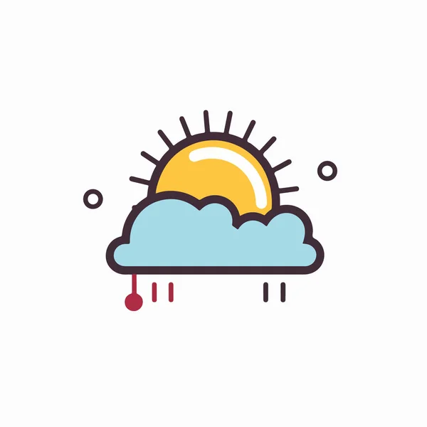 Sol Nube Icono Plano — Vector de stock