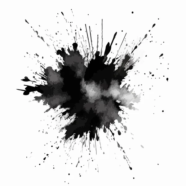 Abstraktes Schwarzes Aquarell Auf Weißem Hintergrund — Stockvektor