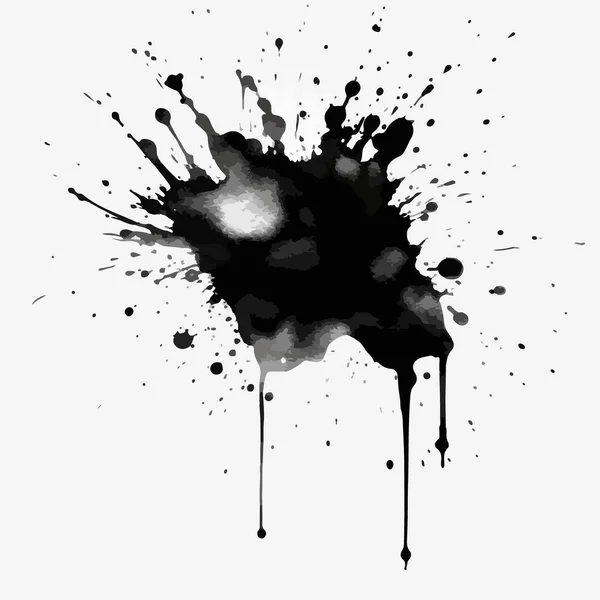 Salpicadura Tinta Negra Abstracta Sobre Fondo Blanco Ilustración Vectorial — Vector de stock