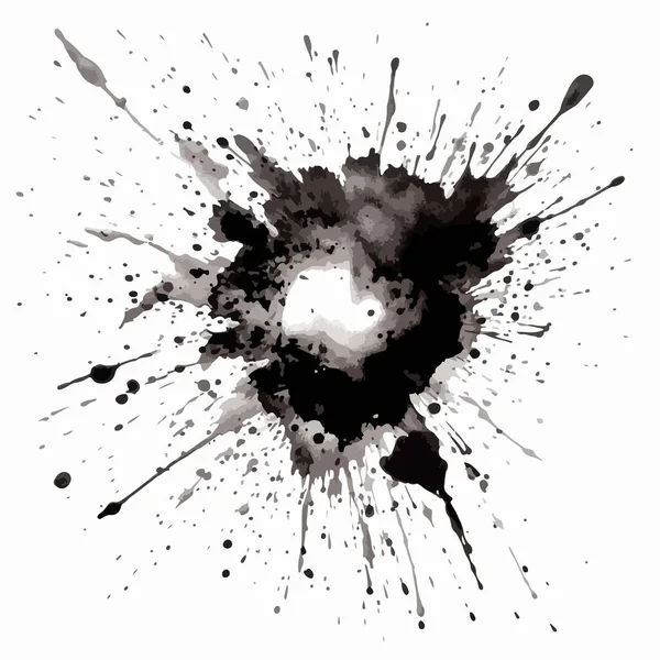 Sort Hvid Akvarel Blæk Splatters – Stock-vektor