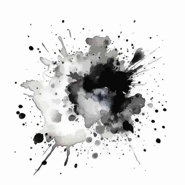 黑白水彩飞溅 — 图库矢量图片