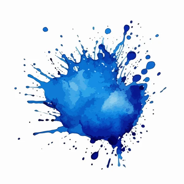Vetor Aquarela Azul Pintura Respingo Isolado Fundo Branco — Vetor de Stock