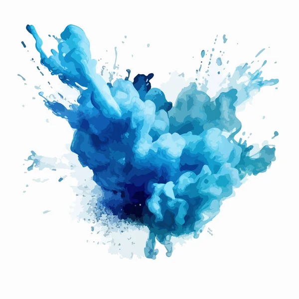 水彩画は白を背景に青と緑を描き — ストックベクタ