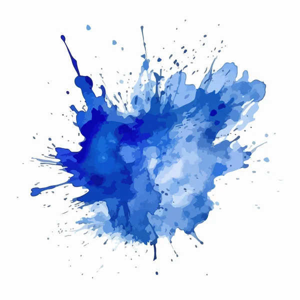 Niebieski Plusk Farby Izolowany Białym Tle Akwarela Wektor Ilustracja — Wektor stockowy