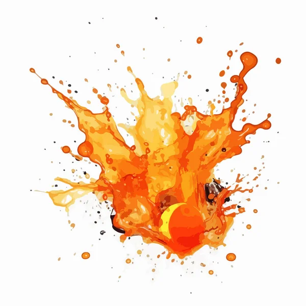 Брызги Оранжевой Желтой Красок Выделенные Белом Фоне Векторная Иллюстрация — стоковый вектор