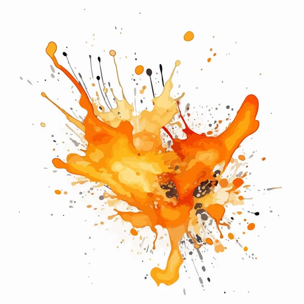 Salpicaduras Pintura Naranja Negra — Vector de stock