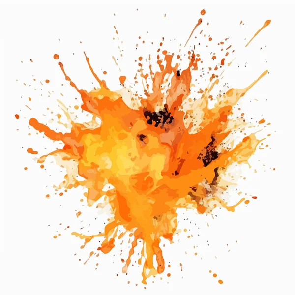 Abstraktní Oranžová Černá Bílá Barva Ručně Malované Akvarel Stříknutí Bílém — Stockový vektor