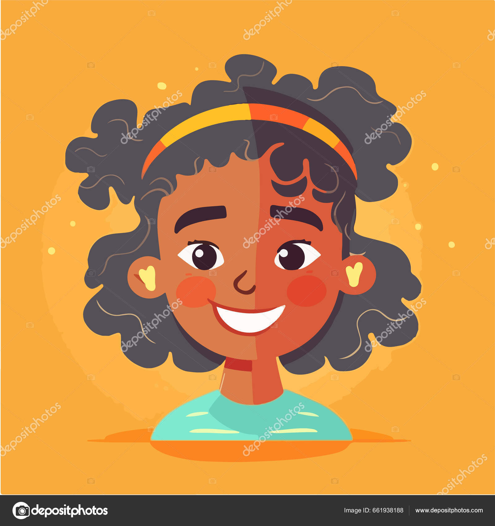 Cute Black Kid Girl Portrait Cartoon Stock Vector by ©nadunprabodana ...