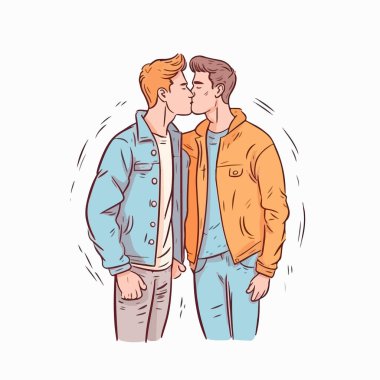 Birbirine aşık iki eşcinsel öpüşüyor ve sarılıyor. Igbt eşcinsel çift konsepti 