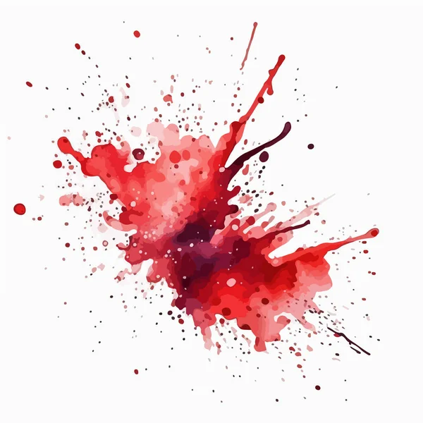 Pintura Aquarela Vermelha Abstrata Salpicos Isolados Fundo Branco — Vetor de Stock
