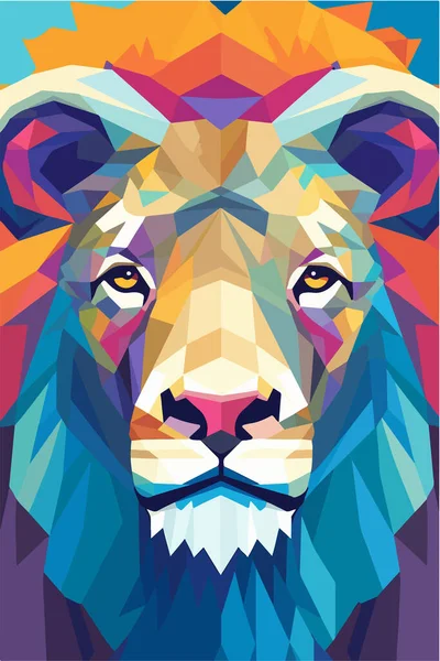 Colorful Abstract Lion Head Vector Illustration — Stock Vector