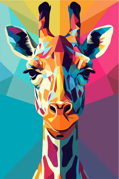 Colorful Giraffe Face Vector Illustration — Stock Vector